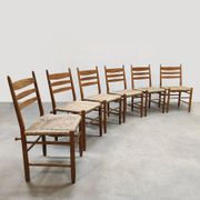 Midcentury modern raffia dining chairs vintage 1960