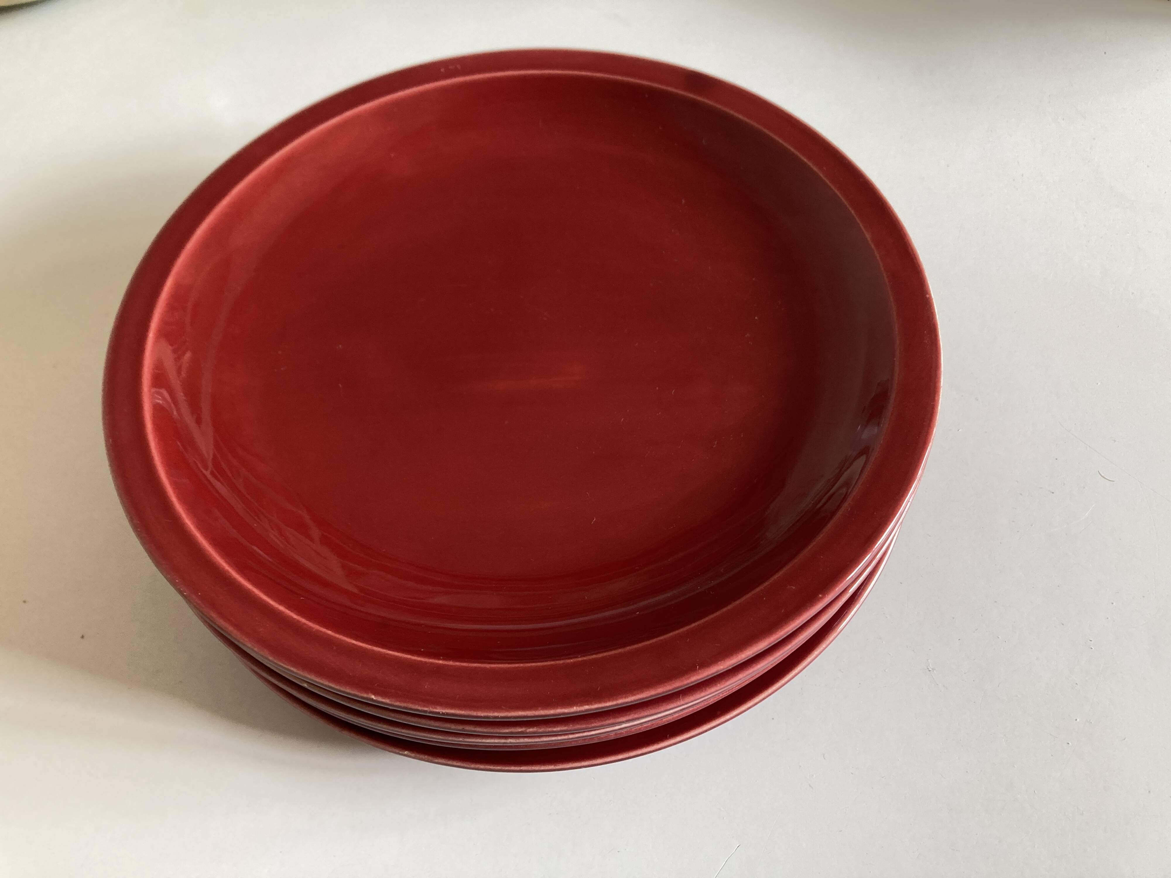 Set of 5 flat plates mid-century 1970 Longchamp earthenware