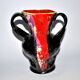 VALLAURIS ceramics Black and red enamelled vase with handle VINTAGE 1950-1960