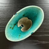 Fan vase in turquoise raku