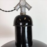 Black Enamel Industrial Pendant Lamp from AEG, 1930s