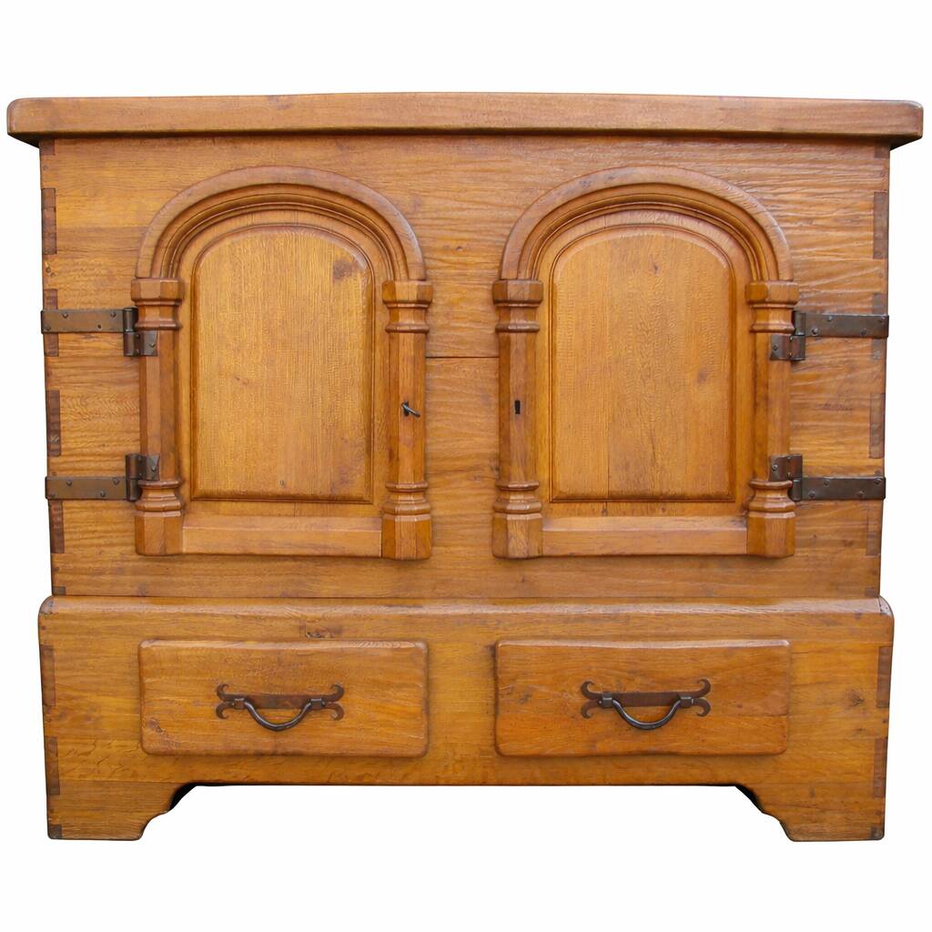 Rustic oak chest of drawers from the 1950s | Solid wood | Hand-forged fitti
