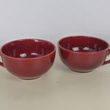 2 Old bowls with ox blood colored handle in St Clément earthenware