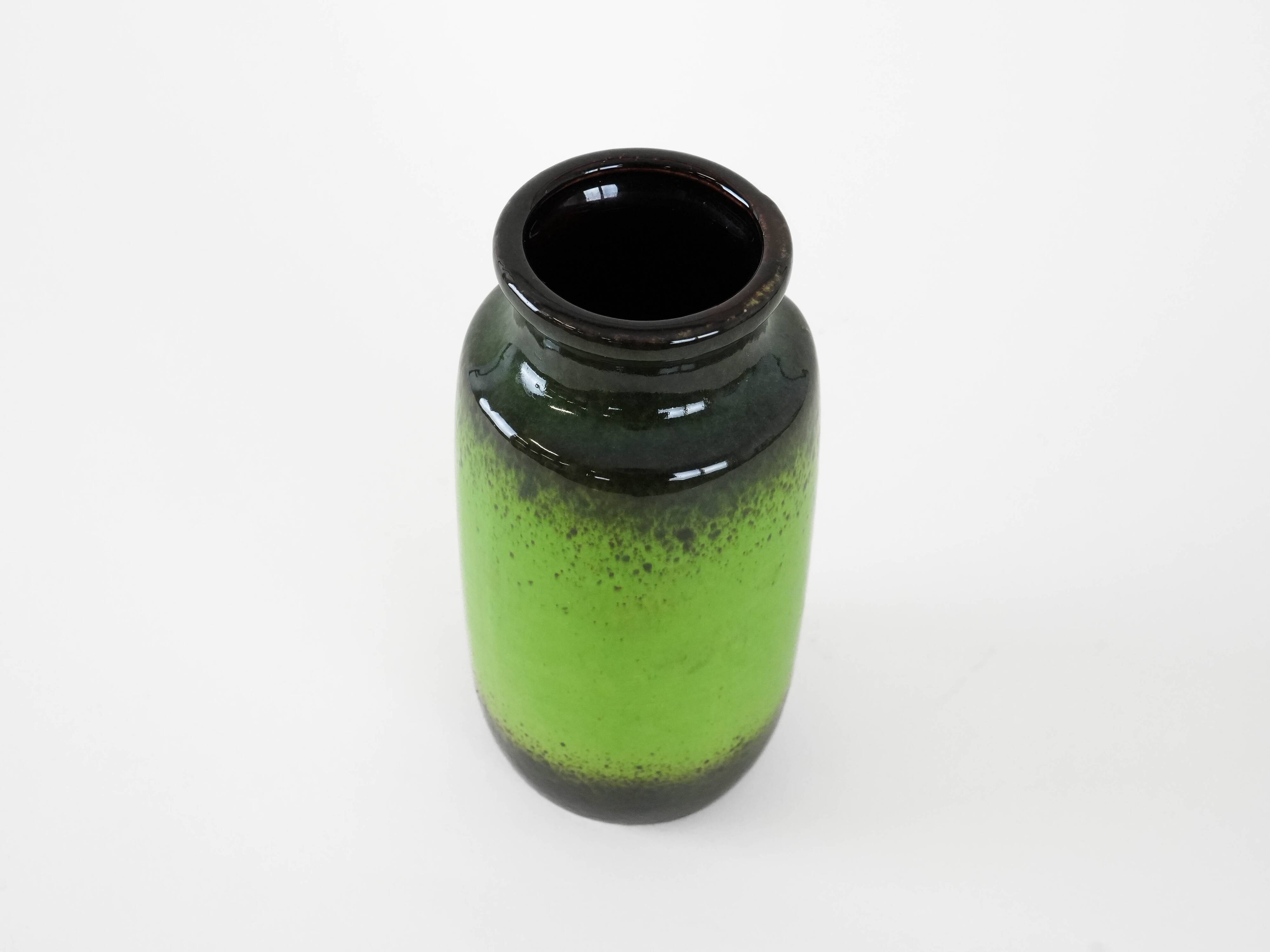 Green ceramic vase, German design, 1970s, made in Germany