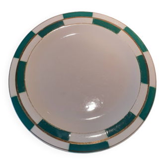 Green checkered opaceline saline dessert plates