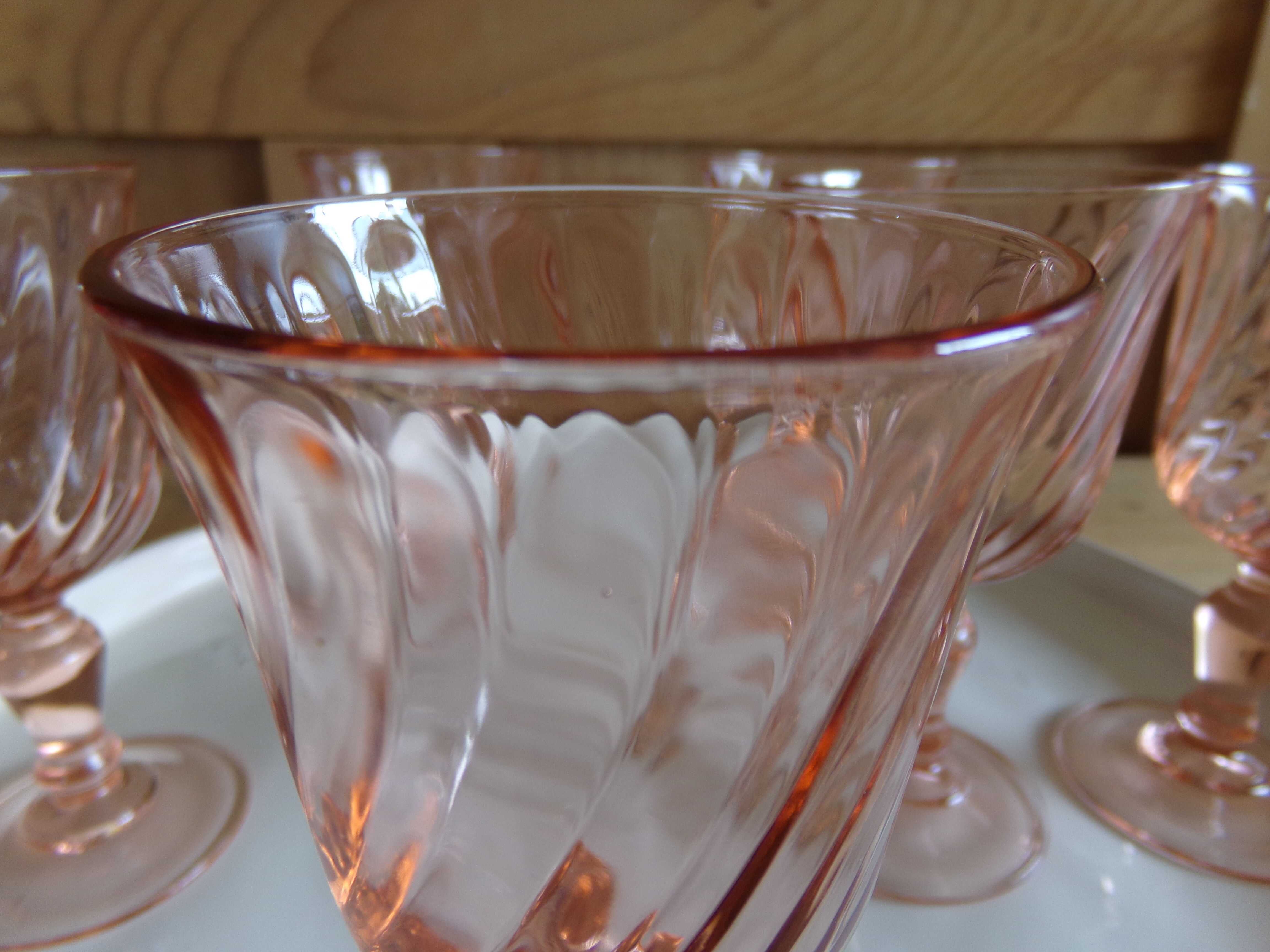 6 luminarc pink glass aperitif glasses