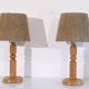 Pair of Scandinavian lamps in wood and rope 1970