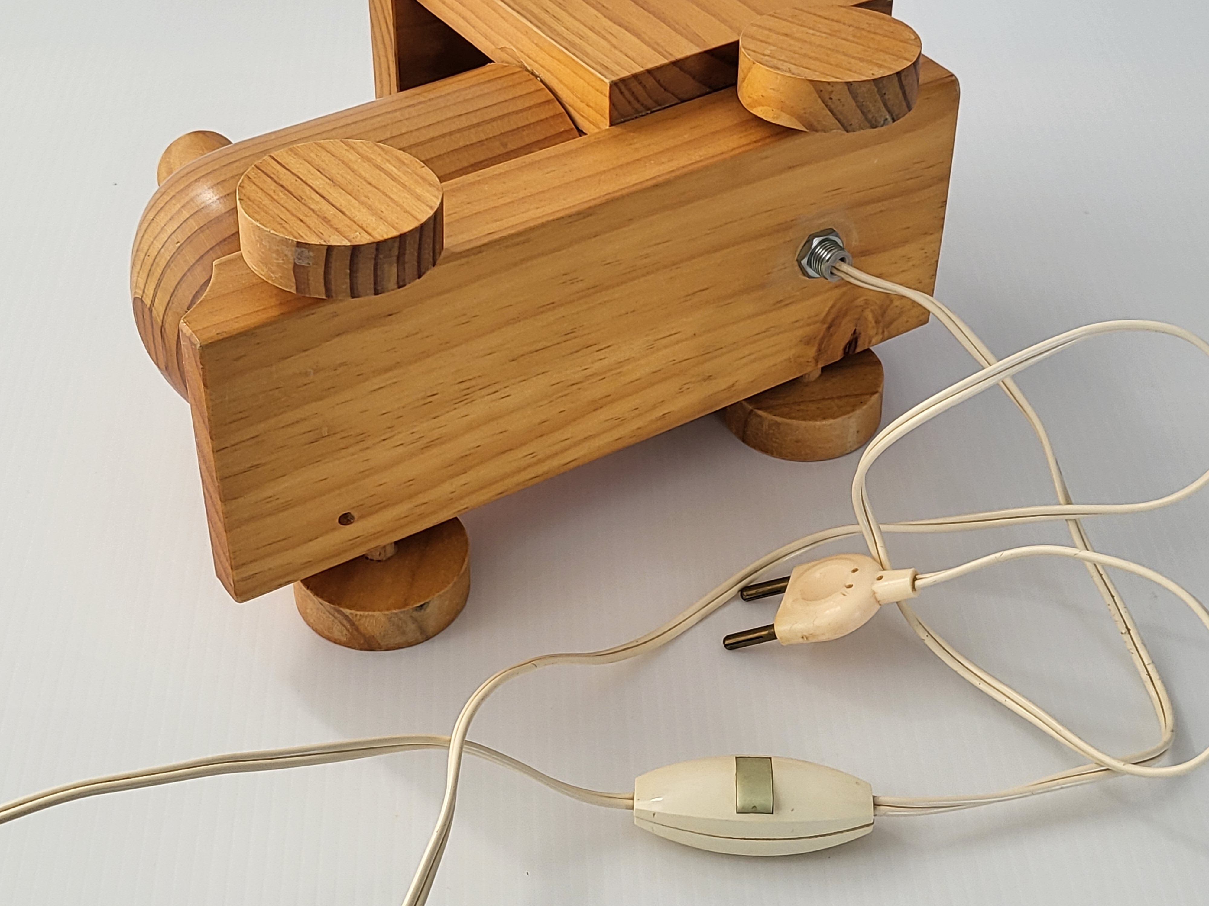 Vintage 1970 pine locomotive lamp