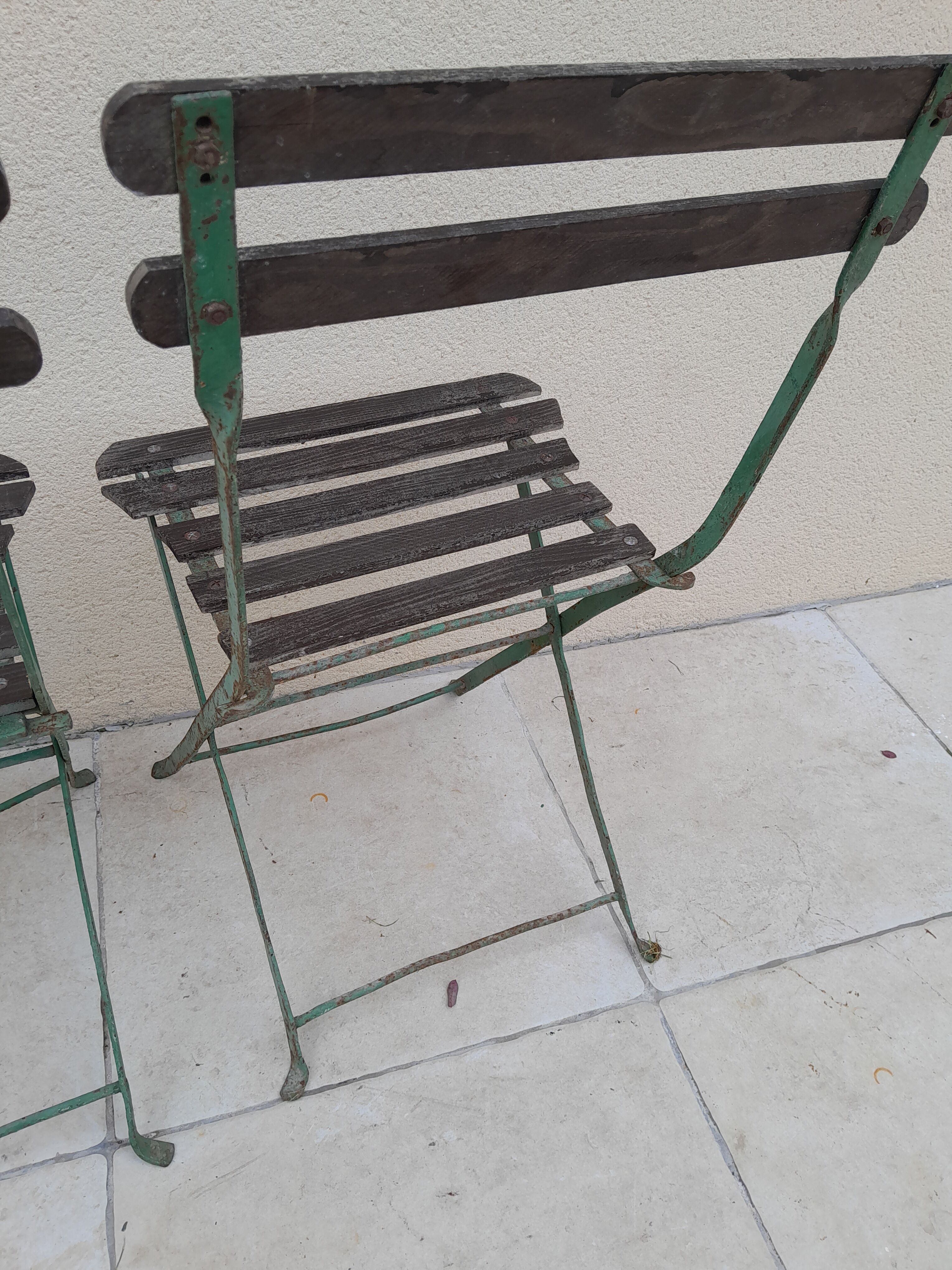 Paire de chaises de bistrot  jardin pliable ancienne