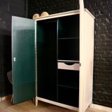 Restored parisian ivory, emerald green cabinet
