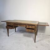 Bureau plat double face en acajou, style Louis XVI – XIXᵉ siècle