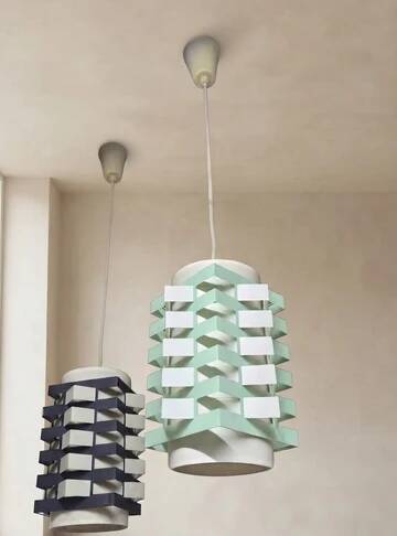 Pair of rare vintage table lamps, sculptural metal design, 1970s, 85 x 20 cm