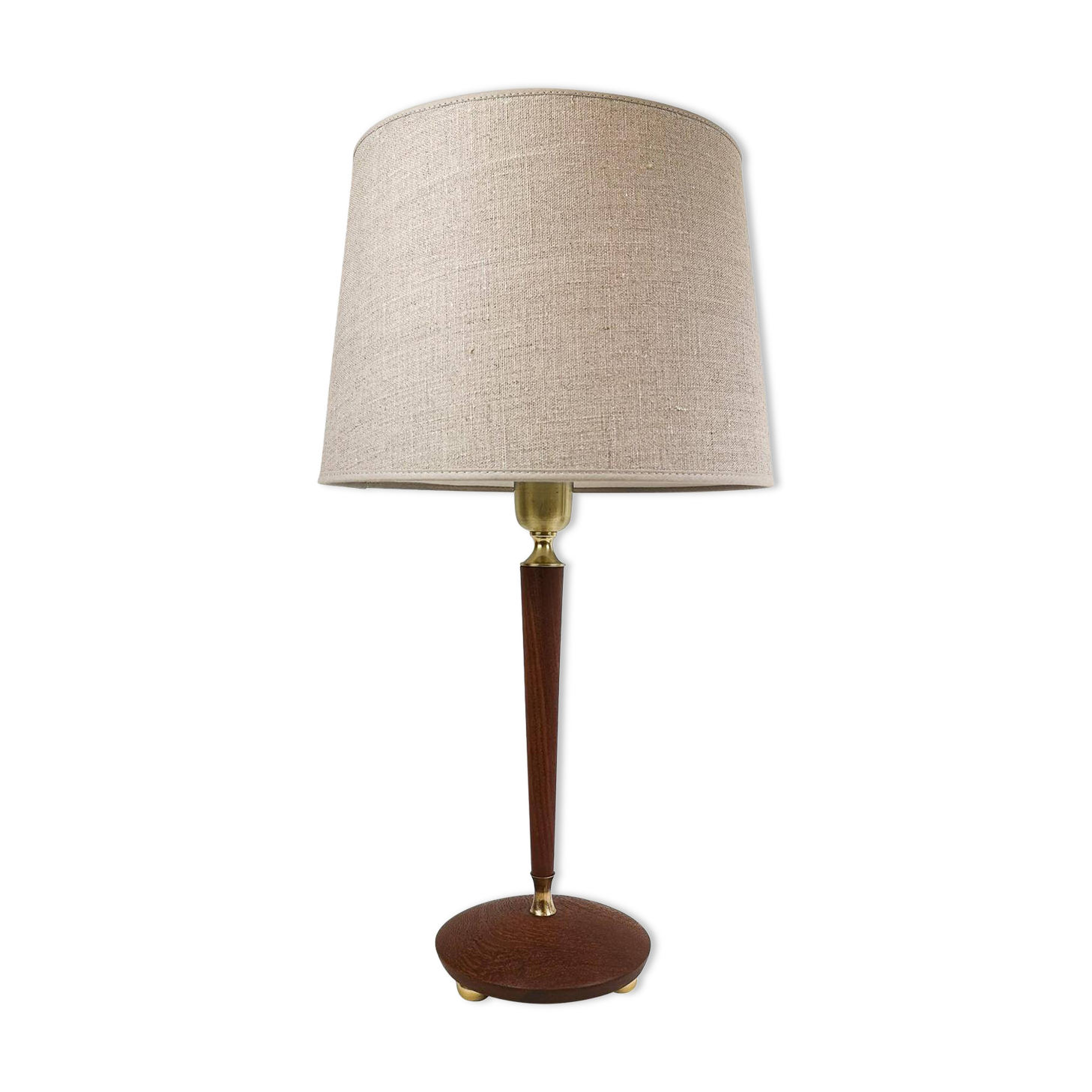Teak and brass table lamp, mid-century, Sweden 1950s