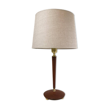 Lampe de table en teck et laiton milieu du siècle, Suède 1950s