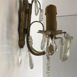 Pair of bronze wall light  with 1950 glass stamps