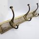 Solid teak coat hook with 3 double cast iron hooks