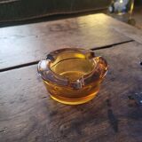Cendrier verre ambré moulé vintage années 70