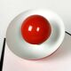 Red flowerpot hanging lamp by Verner Panton