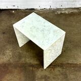 Rectangular white marble vintage side table