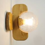 Kaiser Leuchten, wood and glass wall lamp from the 70s.
