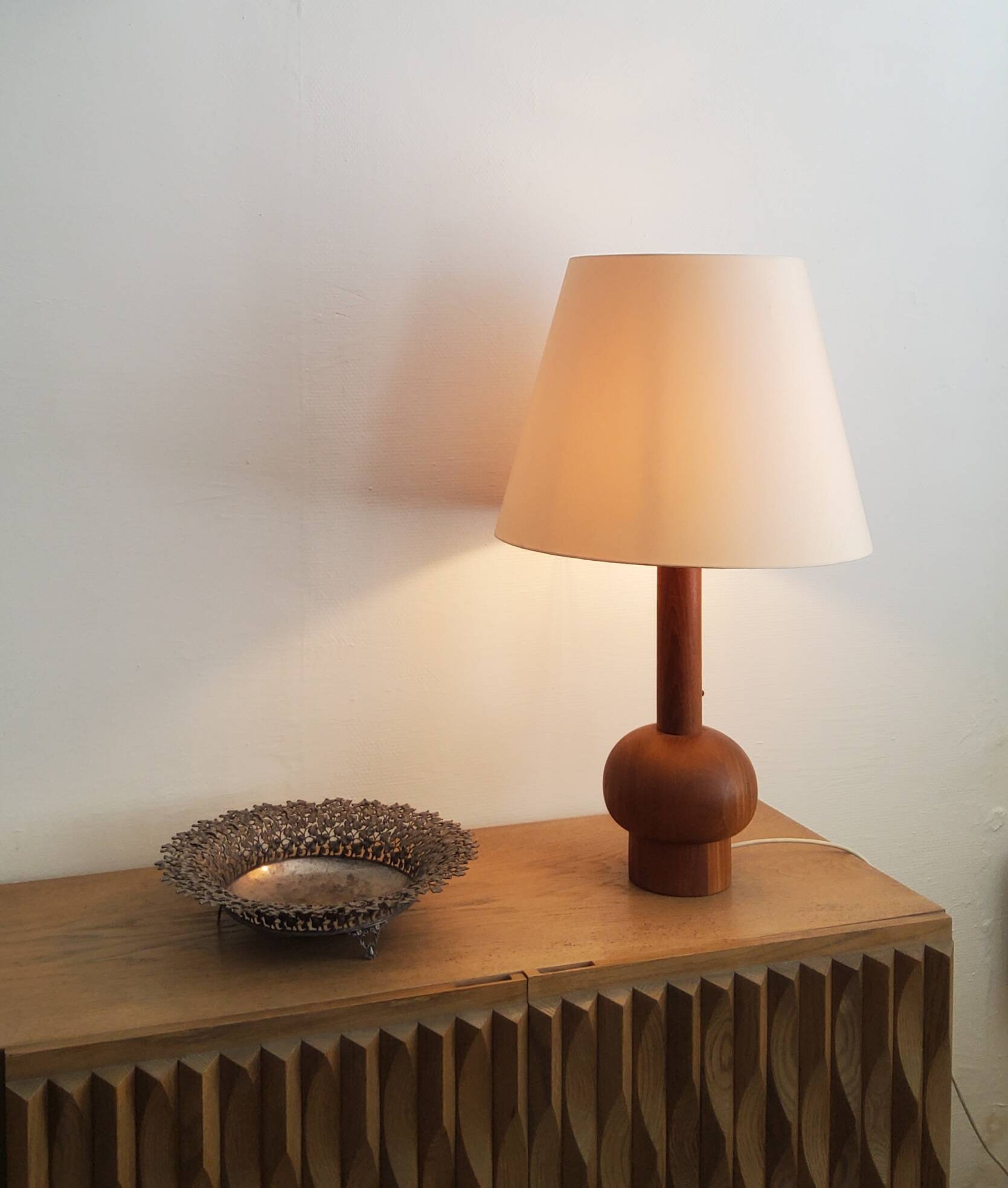 Lampe de table Scandinave en teck - 1960
