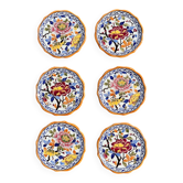 Set of 6 Gien earthenware dessert plates with peony decor