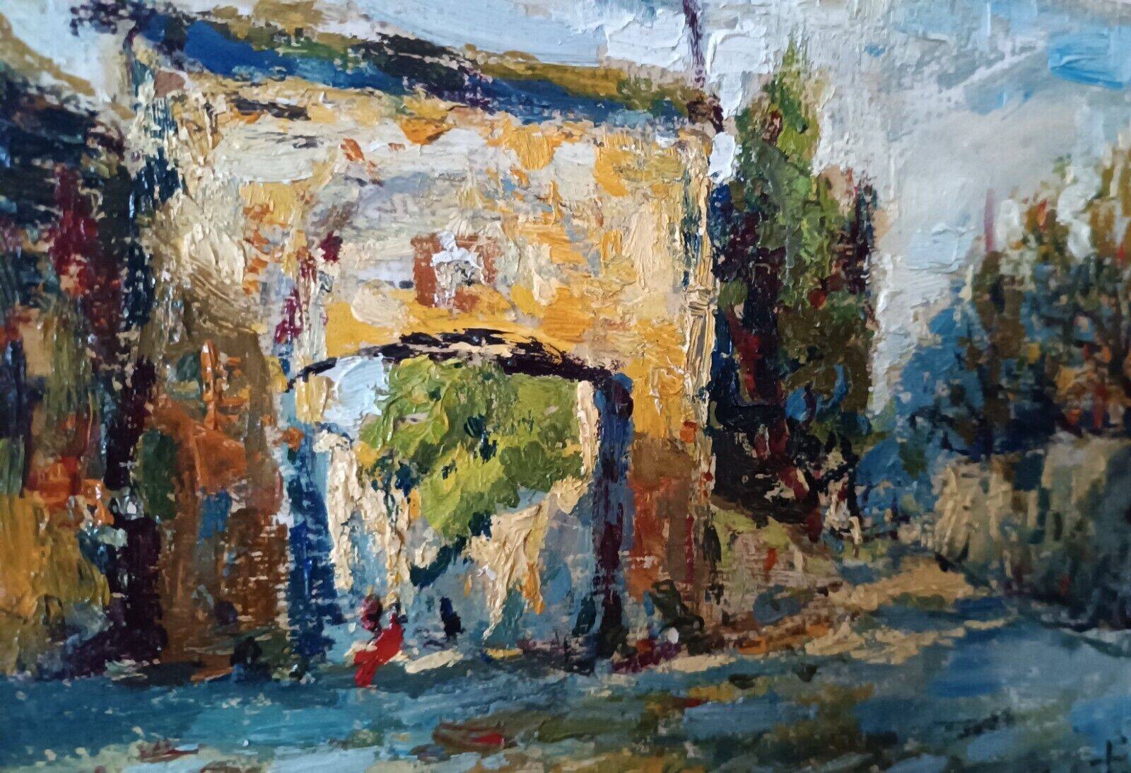 Impressionist oil painting on cardboard, France, early 1900s
