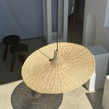 Large suspension, rattan luminaire in hat shape D:80cm