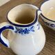 Handcrafted ceramic pitcher and bowl signed – blue decor – vintage tableware