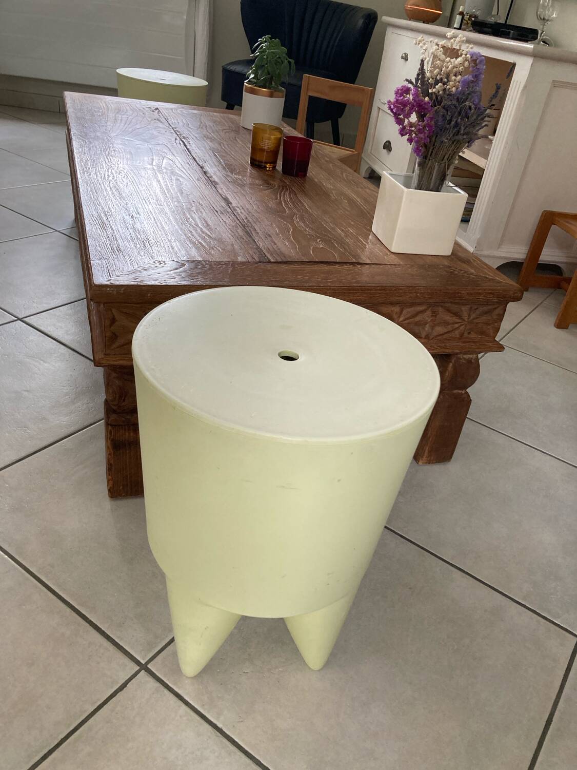 Pair of BUBU XI STARK almond glass stools