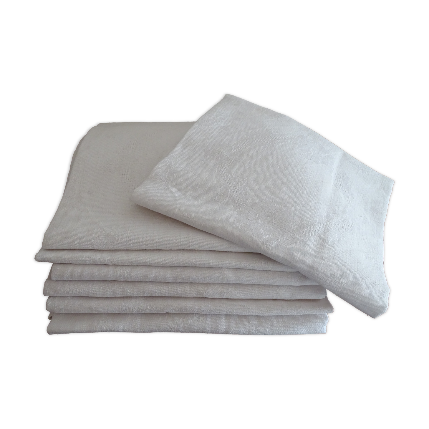 Lot 7 old cotton damask napkins 60 x 64