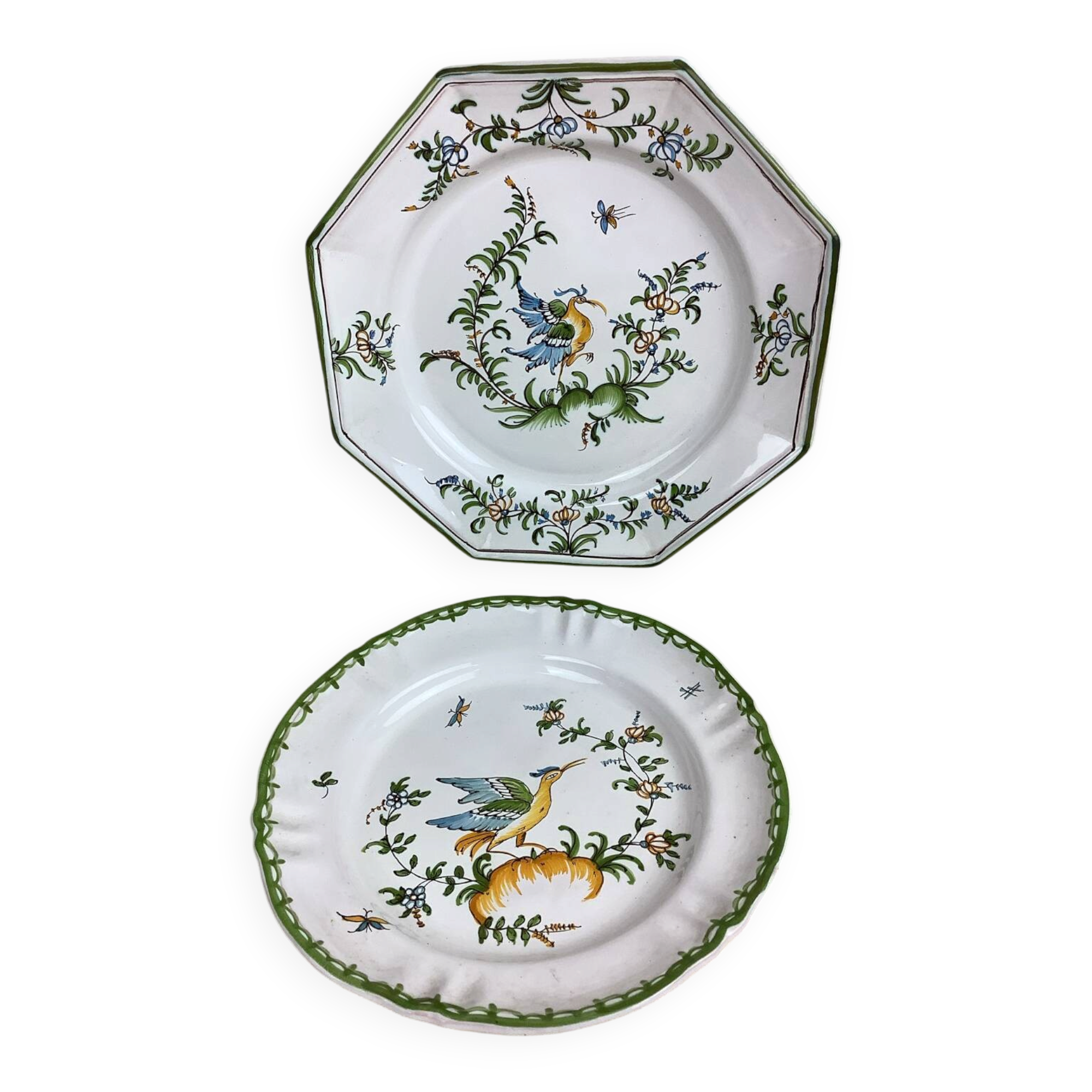 Duo Assiettes anciennes décoratives Moustiers