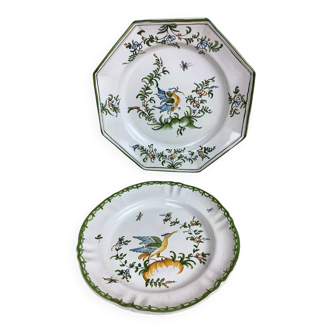 Two decorative antique plates from Moustiers.