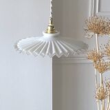 Pleated opaline pendant light