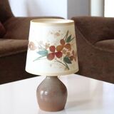 Ceramic lamp with herbarium-style shade from the 60s