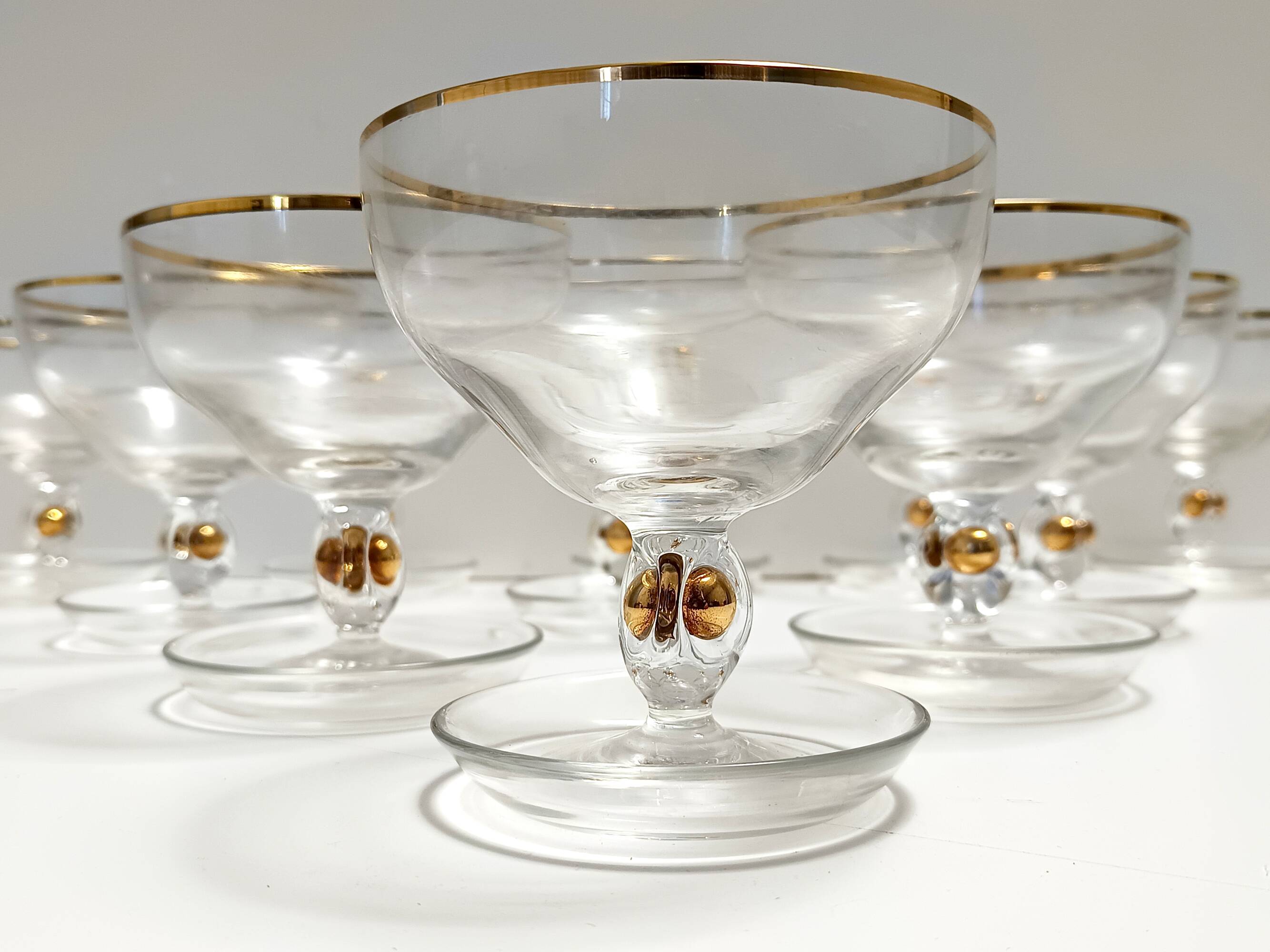 Set of Eleven Bohemian Crystal Dessert Bowls by Jozef Stanik