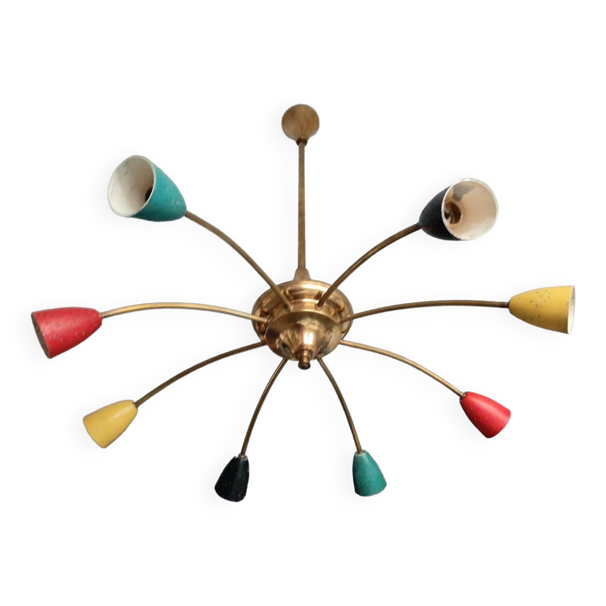 Vintage spider chandelier, old Sputnik light fixture