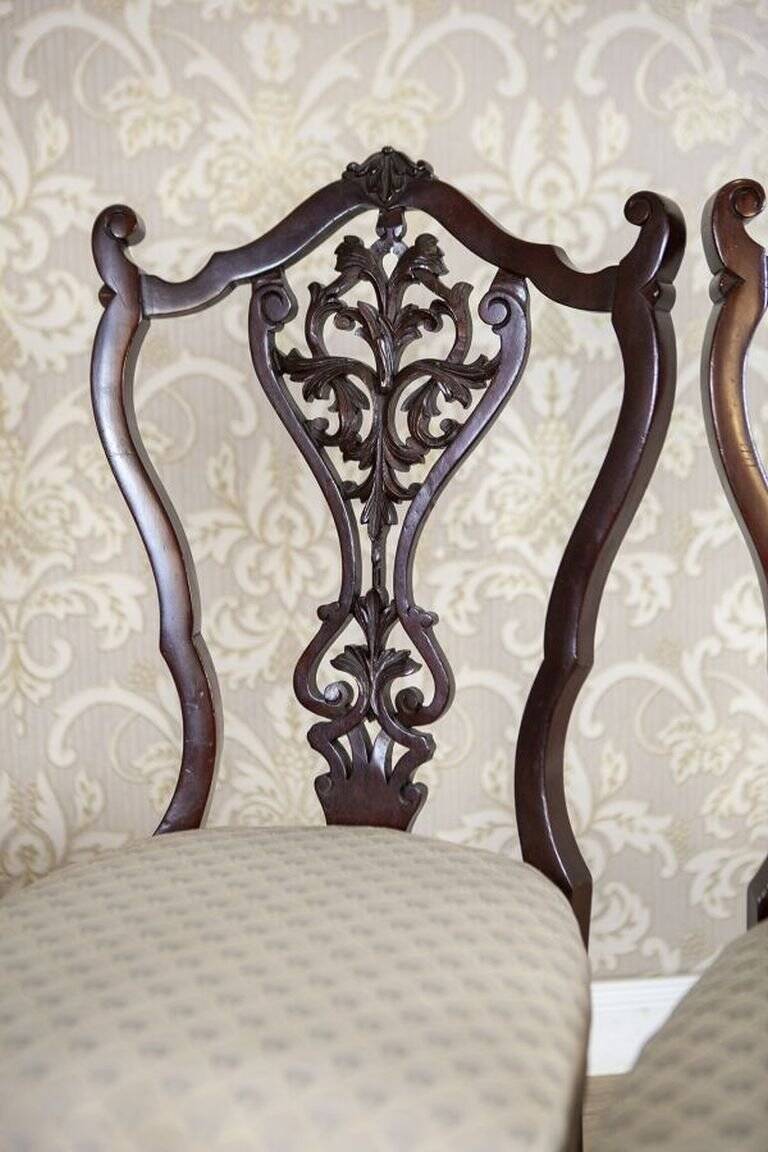 Antique Louis XV Ash Chairs with Openwork Backrests, Set of 4