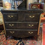 Black painted chest of drawers with golden Japanese bamboo effect
