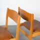 Set of 6 Danish dining chairs made of beech and brown leatherette.