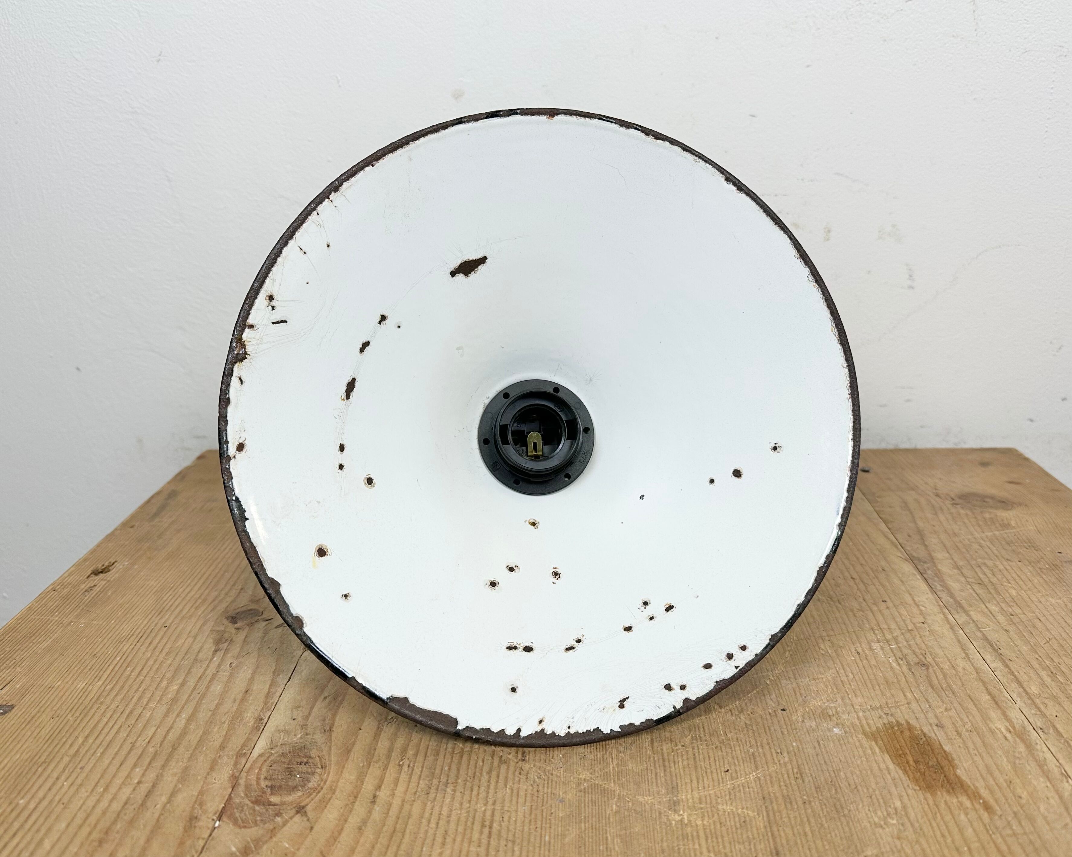 Industrial Green Enamel Factory Pendant Lamp with Cast Aluminium Top, 1960s