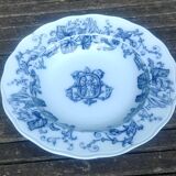 Très ancienne assiette/plat de service en porcelaine anglaise B.W.M de la maison Brown Westhead Moor