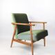 Vintage green velvet armchair, 1970
