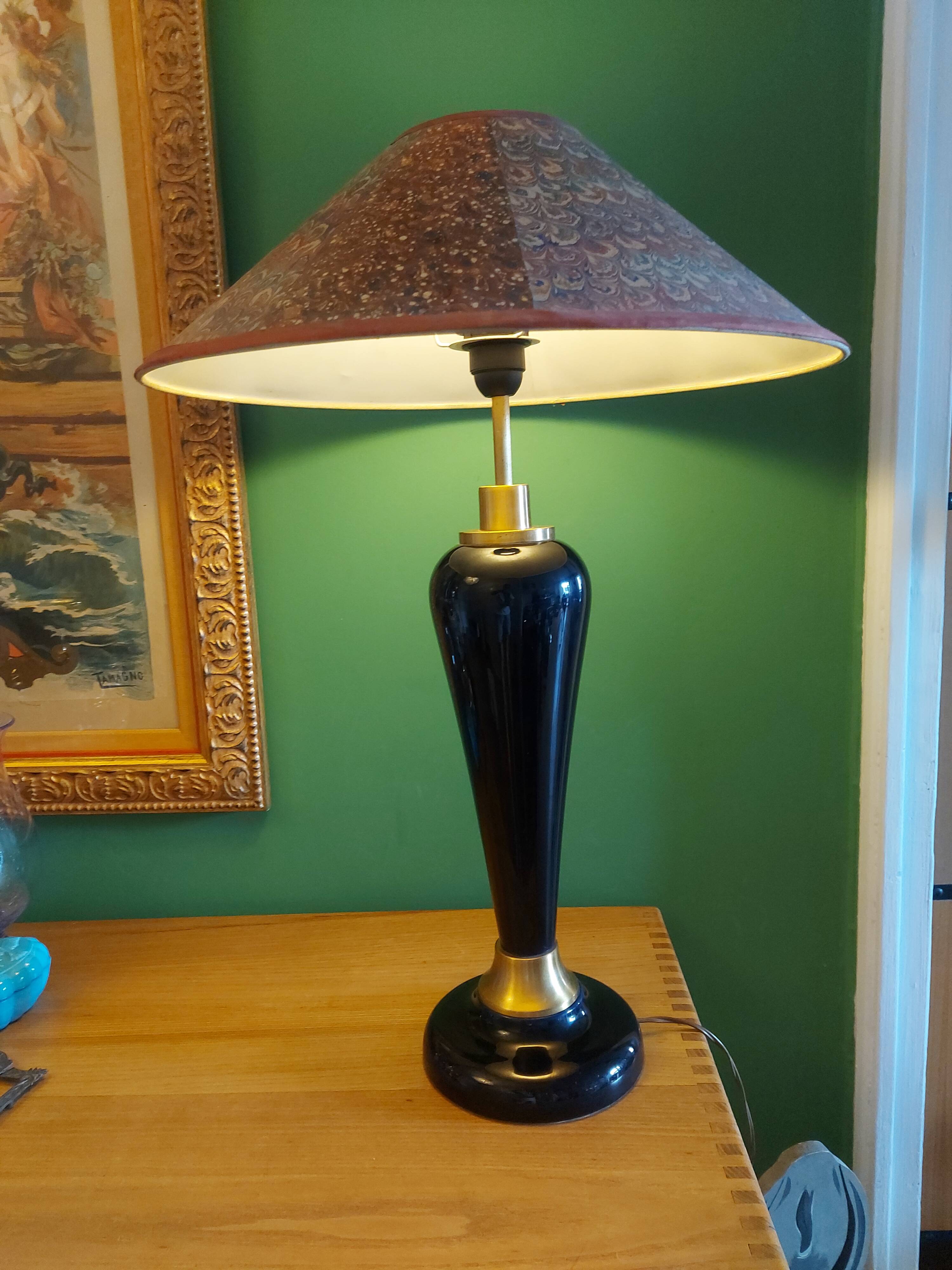 Large cobalt blue ceramic lamp stand