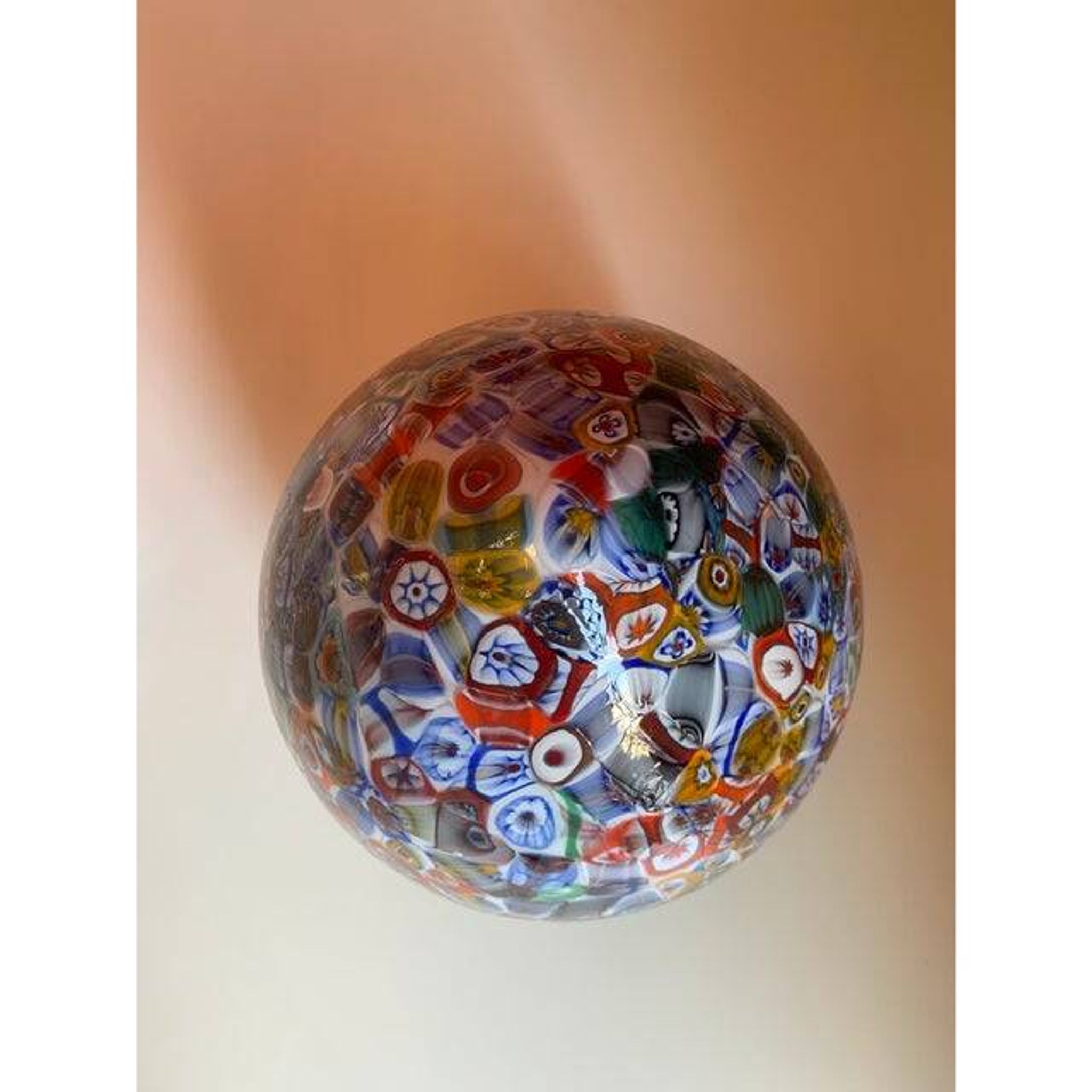 Floral multicolor murano style glass egg small table lamp, lot of 2 or a pair of chandeliers