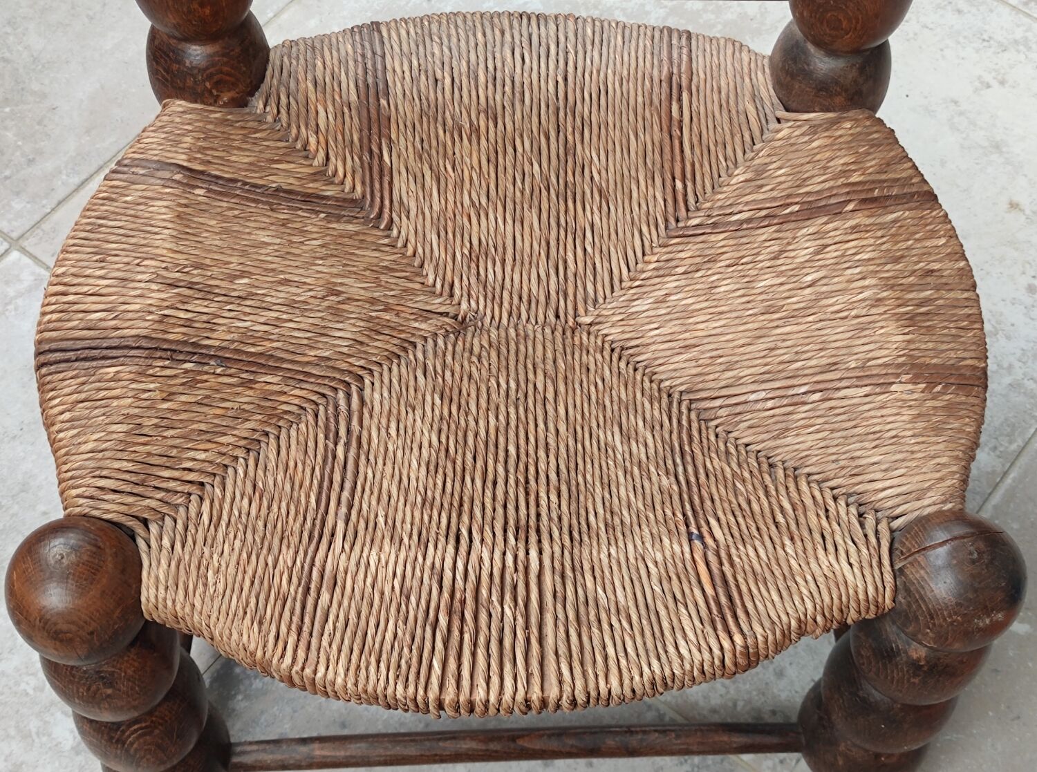 Rustic chair turned wood / design 20 th century