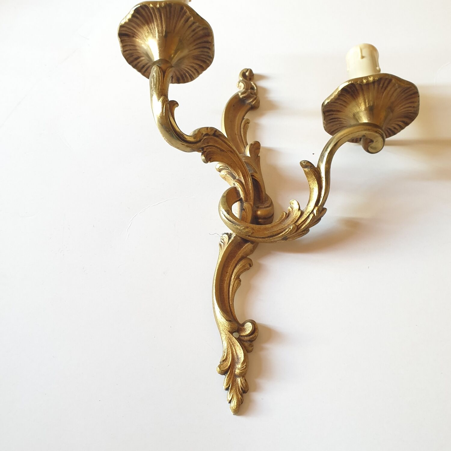 Pair of wall lamp in gilded bronze XXth style Louis XV France