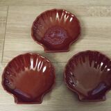 Set of 3 French Vintage Emile Henry Brown Coquille St Jaques Serving Dishes 4680