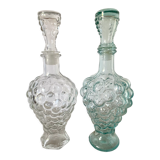 Set of 2 vintage grape glass carafes