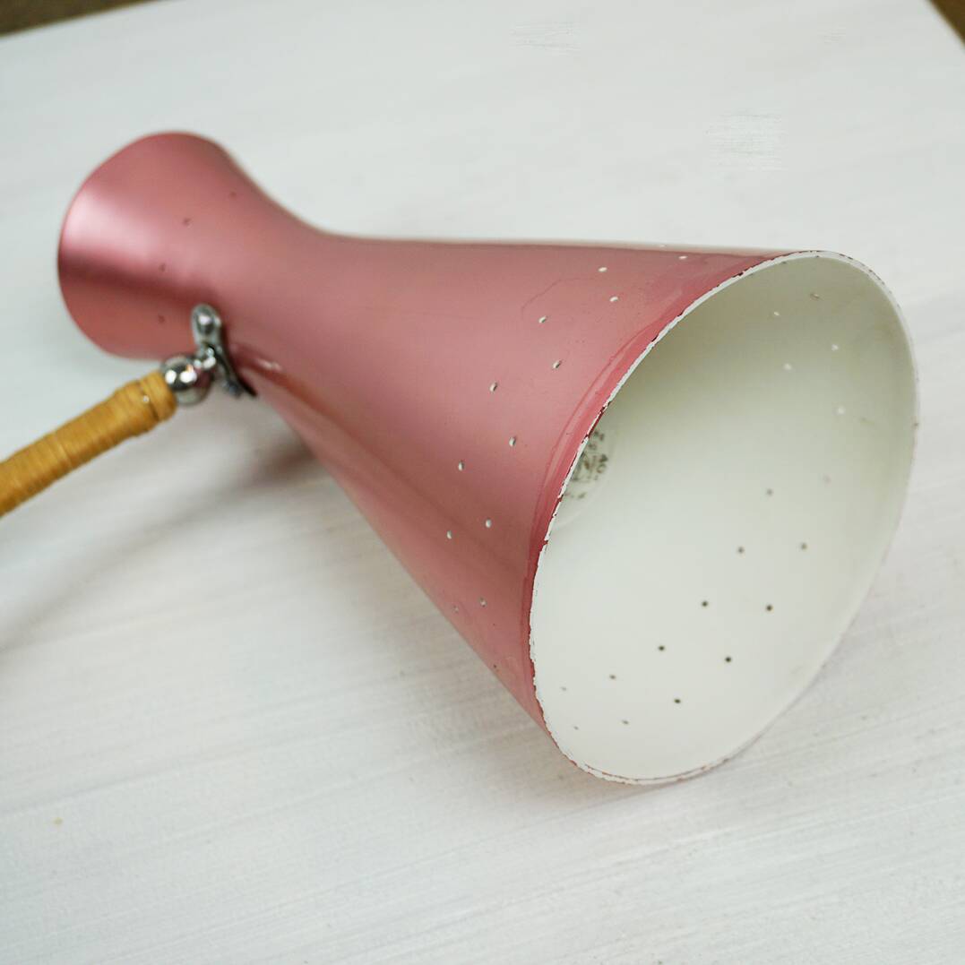 Mid-century Austrian pink wall lamp by Rupert Nikoll